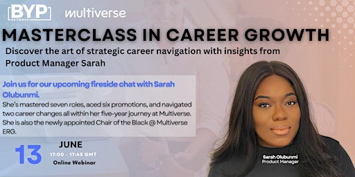 Immagine principale di Masterclass in career growth: Fireside chat with Sarah Olubunmi 