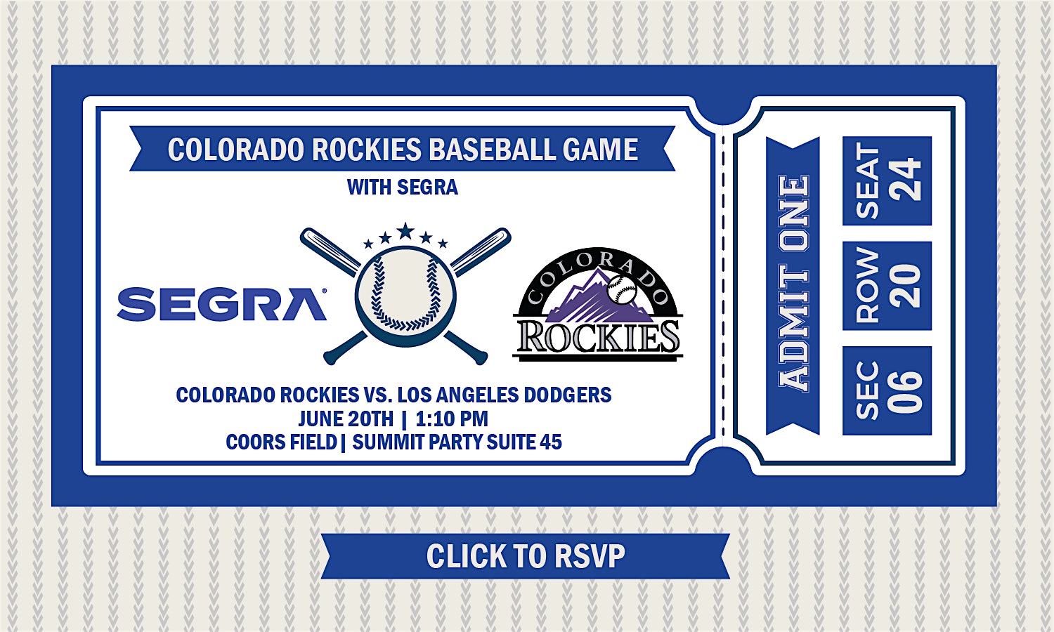Colorado Rockies Baseball Game with SEGRA