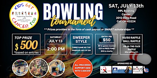 Imagen principal de Kids Get Cancer Too - 2024 Bowling Tournament Fundraiser