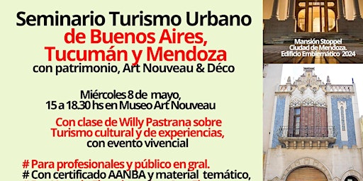 Immagine principale di Seminario  Art Nouveau y Déco Buenos Aires, Tucumán, Mendoza  con evento temático 