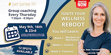 Ignite Your Wellness Reboot May 9th, 16th & 23rd primary image