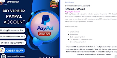 #39 Best Selling Side To Buy  Verified Paypal  Accounts In This Year For Sale New #200 & Old  $250