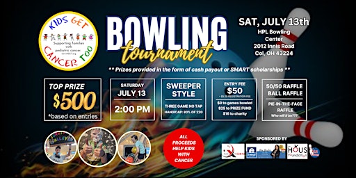 Imagem principal de Kids Get Cancer Too - 2024 Bowling Tournament Fundraiser