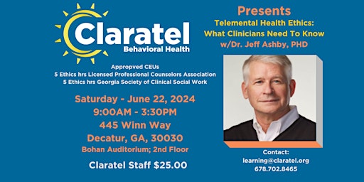 Imagem principal do evento Telemental  Health Ethics: What Clinicians Need To Know - CLARATEL STAFF
