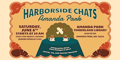 Imagem principal do evento Harborside Chats: Amanda Park (Timberland Regional Library)