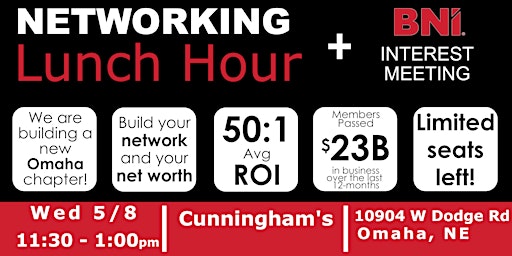 FREE NETWORKING LUNCH AT CUNNINGHAM'S - MUST RSVP primary image