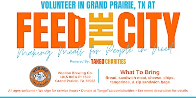 Imagem principal do evento Feed The City Grand Prairie: Making Meals for People In Need