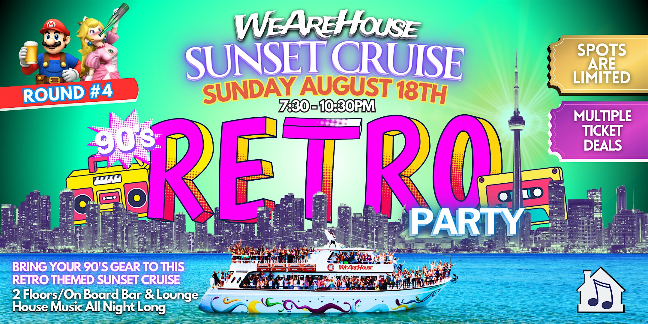 WeAreHouse - SUNSET CRUISE | 90's RETRO PARTY - Aug 18th