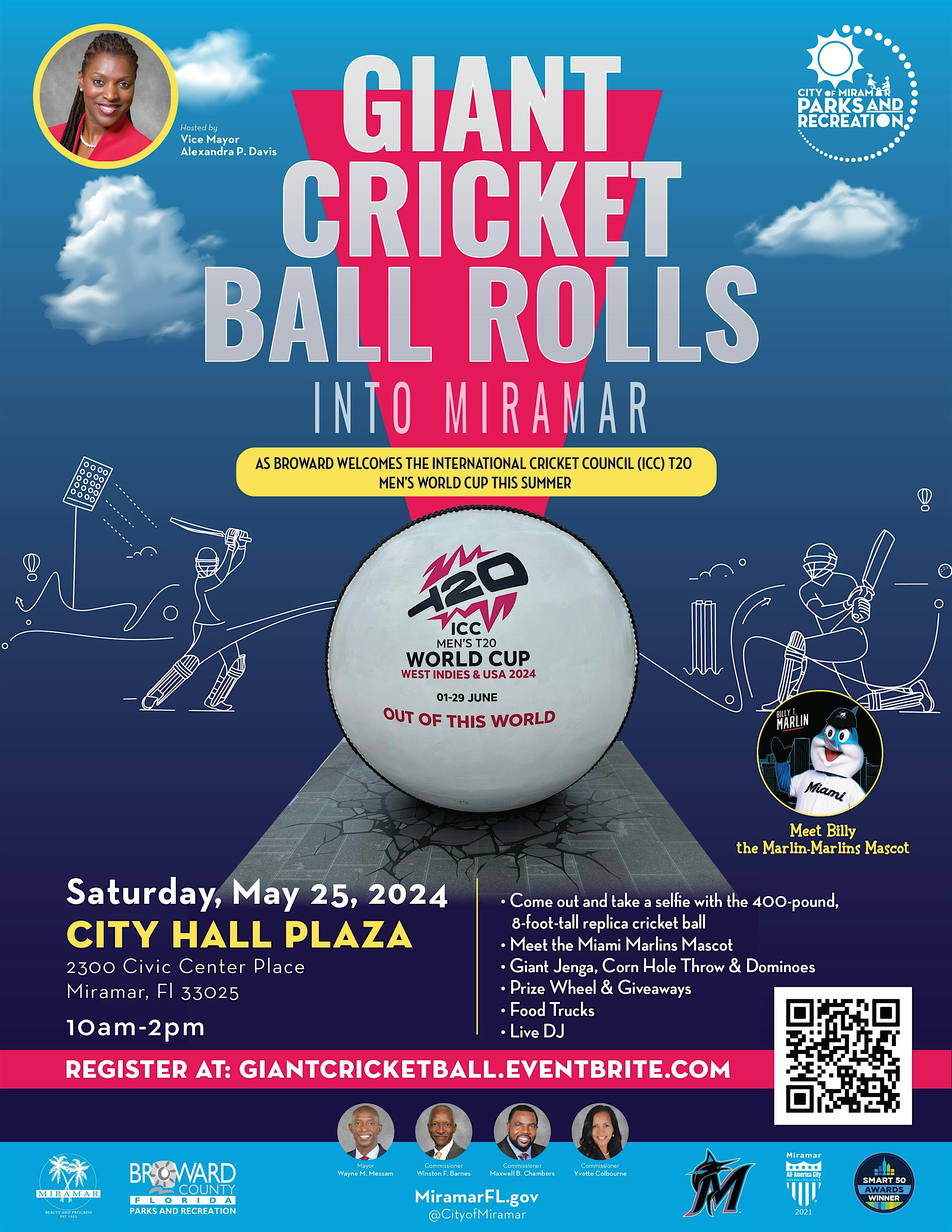 Giant Cricket Ball Rolls into Miramar