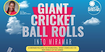 Primaire afbeelding van Giant Cricket Ball Rolls into Miramar