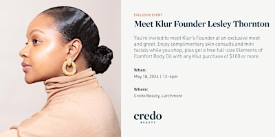 Imagem principal do evento Meet Klur Founder Lesley Thornton - Credo Beauty Larchmont