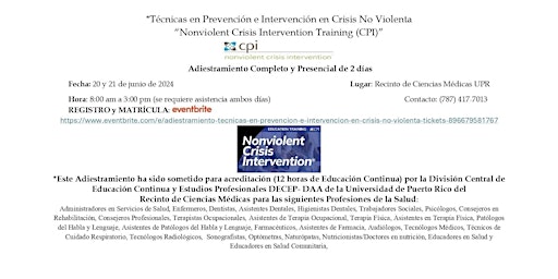 Adiestramiento Técnicas en Prevención e Intervención en Crisis No Violenta primary image