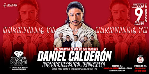 Daniel Calderón y Los Gigantes del Vallenato en Nashville, TN I Mayo 9 primary image