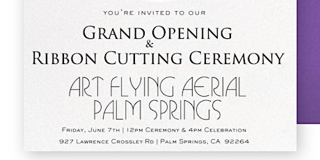 Let's Get Together & Celebrate the Grand Opening of ART FLYING AERIAL