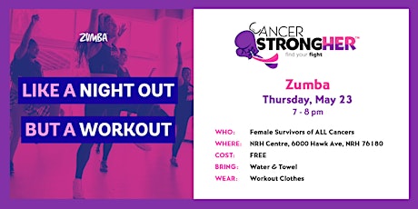 Cancer StrongHER Zumba  – May 23, 2024