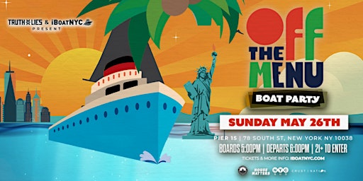 Imagem principal do evento Truth x Lies "OFF THE MENU" Sunset Party Cruise