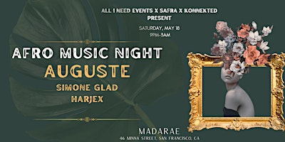 Image principale de First Edition: CHEZ AUGUSTE + Simone Glad (AFRO HOUSE NIGHT) at Madarae