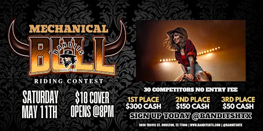 Mechanical Bull Riding Contest at Bandits Dance Hall