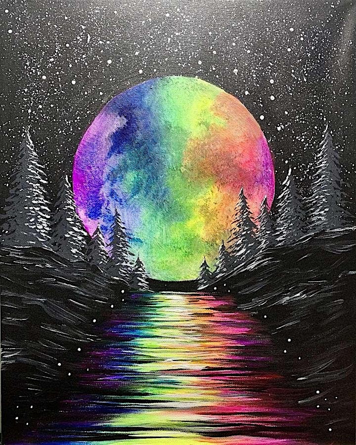 Glow Paint Night: Magical Rainbow Moon