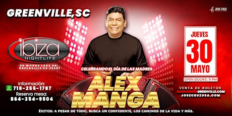 Concierto de vallenato con Alex Manga en Greenville, SC | Mayo 30 2024