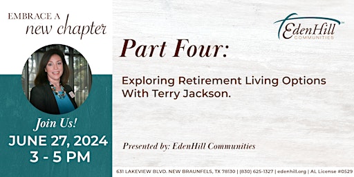 Image principale de Info Series Part 4 @ EdenHill | Exploring Retirement Living