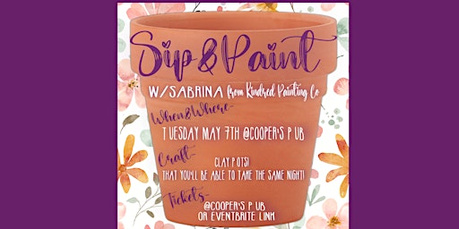 Image principale de Sip&Paint at Cooper's Pub w/Sabrina--Clay Pot