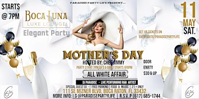 Primaire afbeelding van Mother's Day ALL WHITE AFFAIR ELEGANT  MAJIC & G6 BAND R&B PARTY