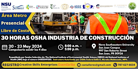 30 Horas OSHA  Construcción - Presencial Área Metro de Puerto Rico