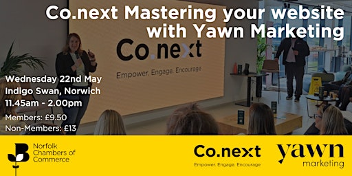 Imagem principal do evento Co.next Mastering your website with Yawn Marketing