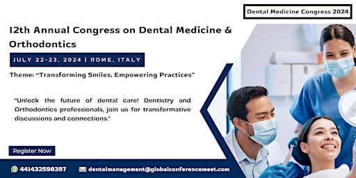 Immagine principale di 12th Annual Congress on  Dental Medicine and Orthodontics 