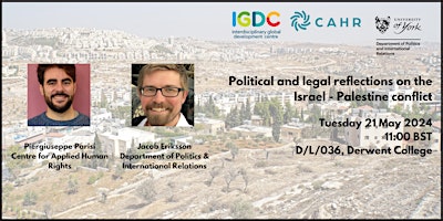 Political and legal reflections on the Israel - Palestine conflict primary image