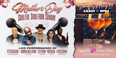 Primaire afbeelding van Mother’s Day Soulful Soulfood Sunday ,With Comedian Damon Williams