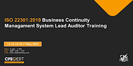 ISO 22301:2019 BCMS Lead Auditor - ₤1100 + VAT