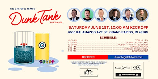 Imagem principal do evento The Grateful Team's Dunk Tank for Make-A-Wish!
