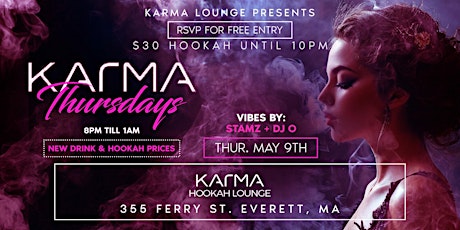 Karma Thursdays New drink & Hookah prices Afrobeats Hip Hop & More