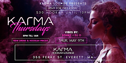 Image principale de Karma Thursdays New drink & Hookah prices Afrobeats Hip Hop & More