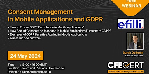Hauptbild für Free Webinar - Consent Management in Mobile Applications and GDPR