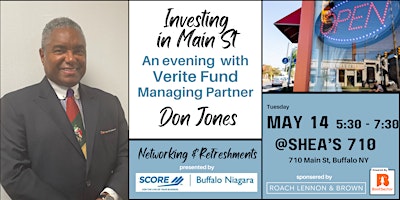 Image principale de Investing in Main St. - an Evening w/Verite Fund Managing Partner Don Jones