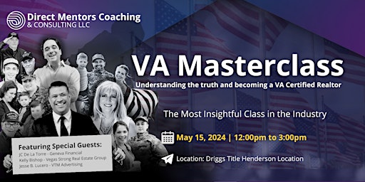 Image principale de Master Class on Veterans Loans- 3 Hour CE & Obtain Lender Certification