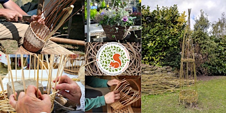 Willow weaving a hanging basket or obelisk - Ty Pawb Useful Art Space