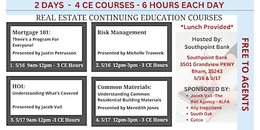 5/16 Day 1: Real Estate Continuing Education Courses primary image