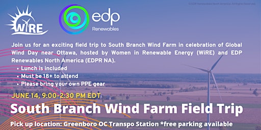 Imagem principal do evento WiRE Ontario, EDP Renewables Field Trip to South Branch Wind Farm