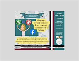 Primaire afbeelding van Manross Cyber Seniors Technology Workshop: Facebook & Social Media Safety