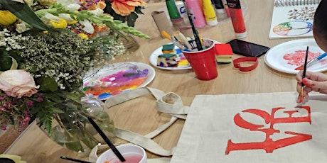 Mother’s Day Artsy Brunch at the Gallery!   Paint your own tote bag!