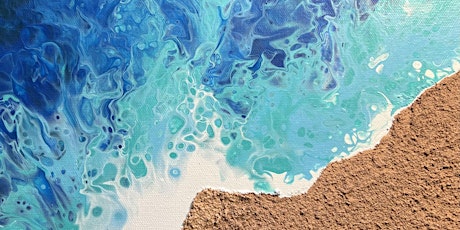 Coastal Acrylic Pour Mixed Media on Canvas-Creative Experience