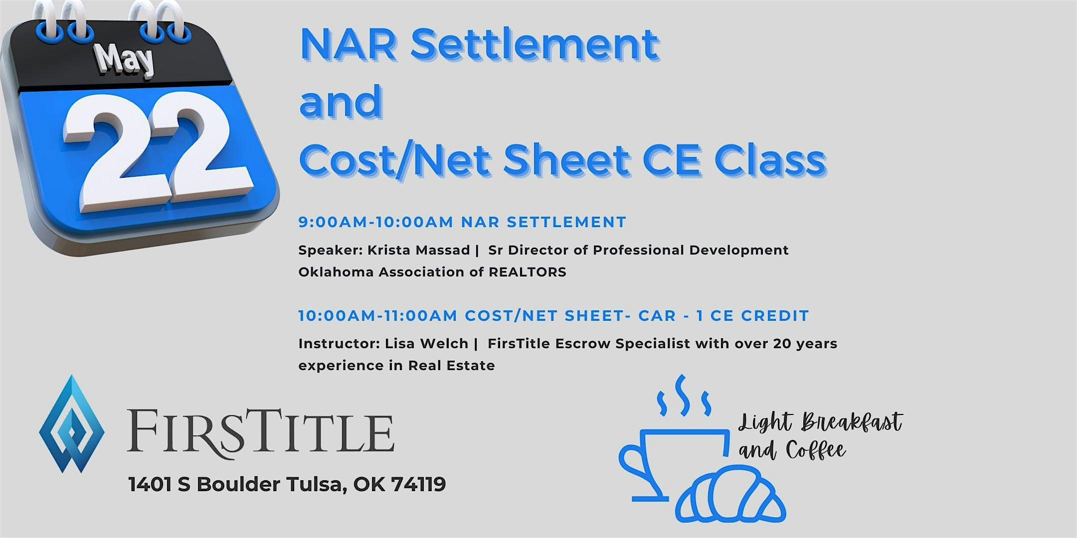 OAR & FirsTitle discuss NAR Settlement and Offering Cost\/Net Sheet CE Class