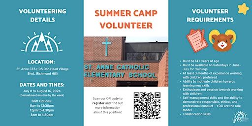 Primaire afbeelding van 2024 Summer Camp Volunteer -  St. Anne CES