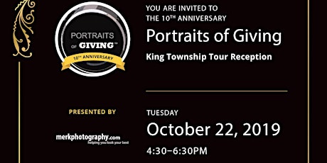 Imagem principal do evento 10th Anniversary King Township Portraits of Giving Reception