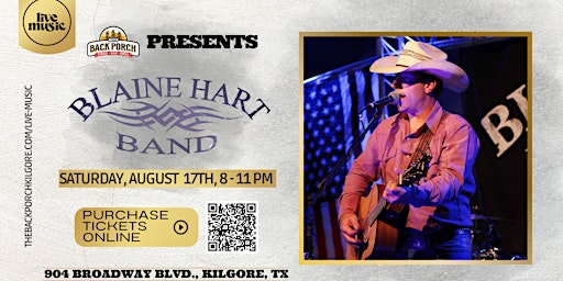Primaire afbeelding van Blaine Hart Band performs LIVE at The Back Porch!