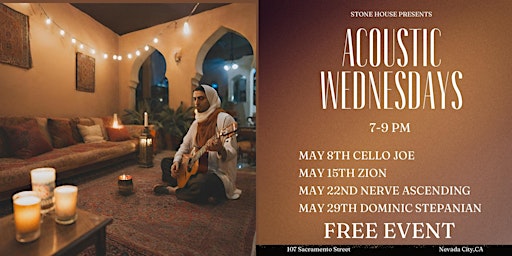 Primaire afbeelding van Acoustic Wednesdays FREE EVENT at The Stone House